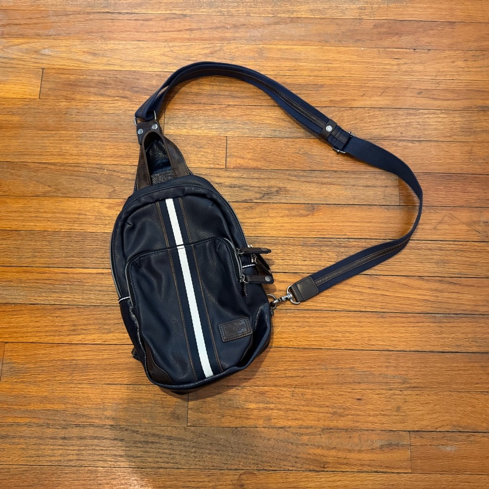 Stylish navy leather Sling Bag
